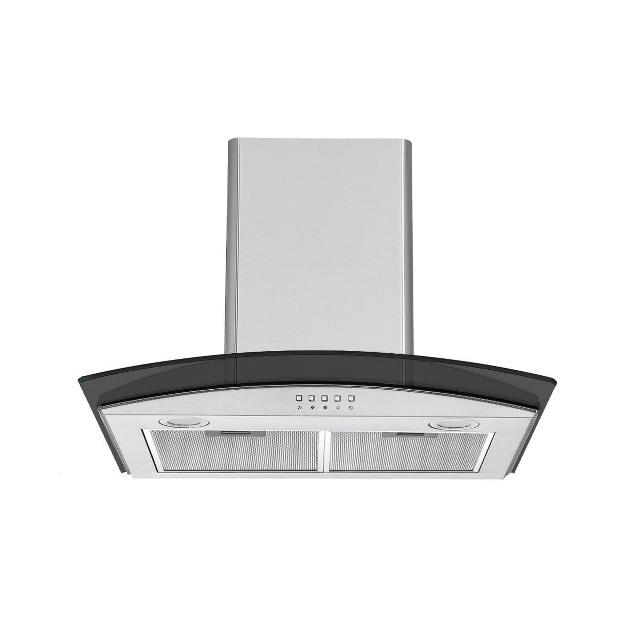 Falco  60cm Curved Black Glass Stainless Steel Chimney Extractor FAL-60-38SG-B