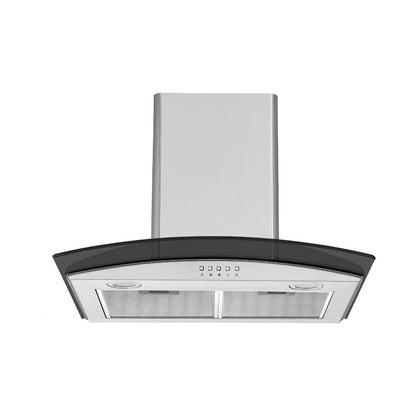 Falco  60cm Curved Black Glass Stainless Steel Chimney Extractor FAL-60-38SG-B