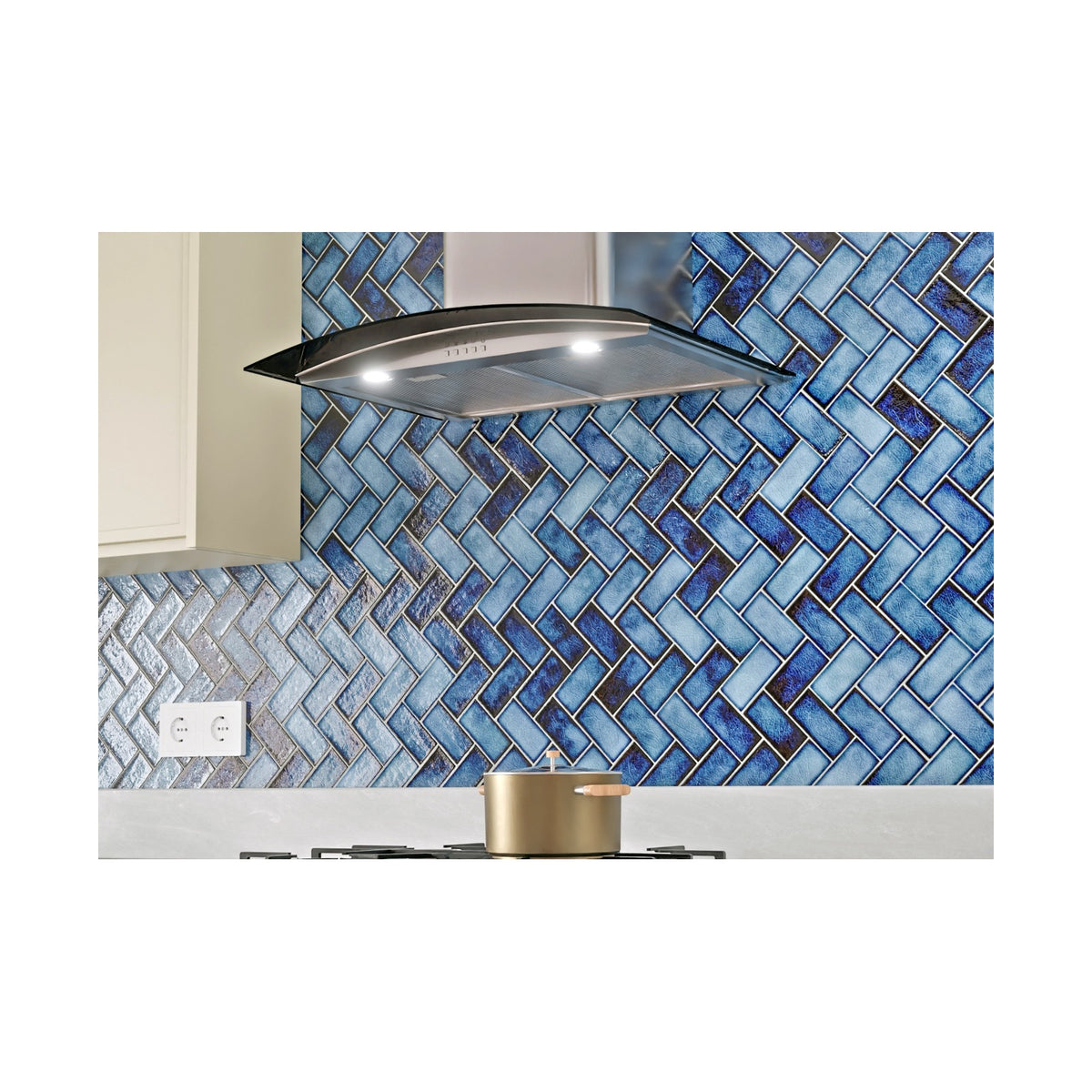 Falco  60cm Curved Black Glass Stainless Steel Chimney Extractor FAL-60-38SG-B