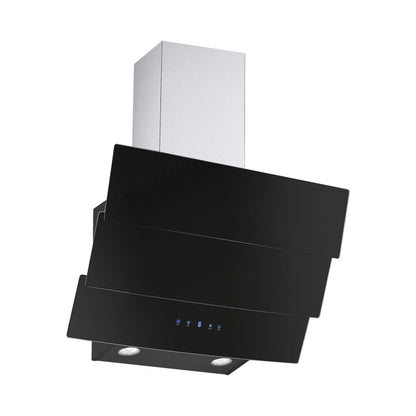 Falco  60cm Slanted 3 Panel Black Glass Extractor  FAL-60-S03D3