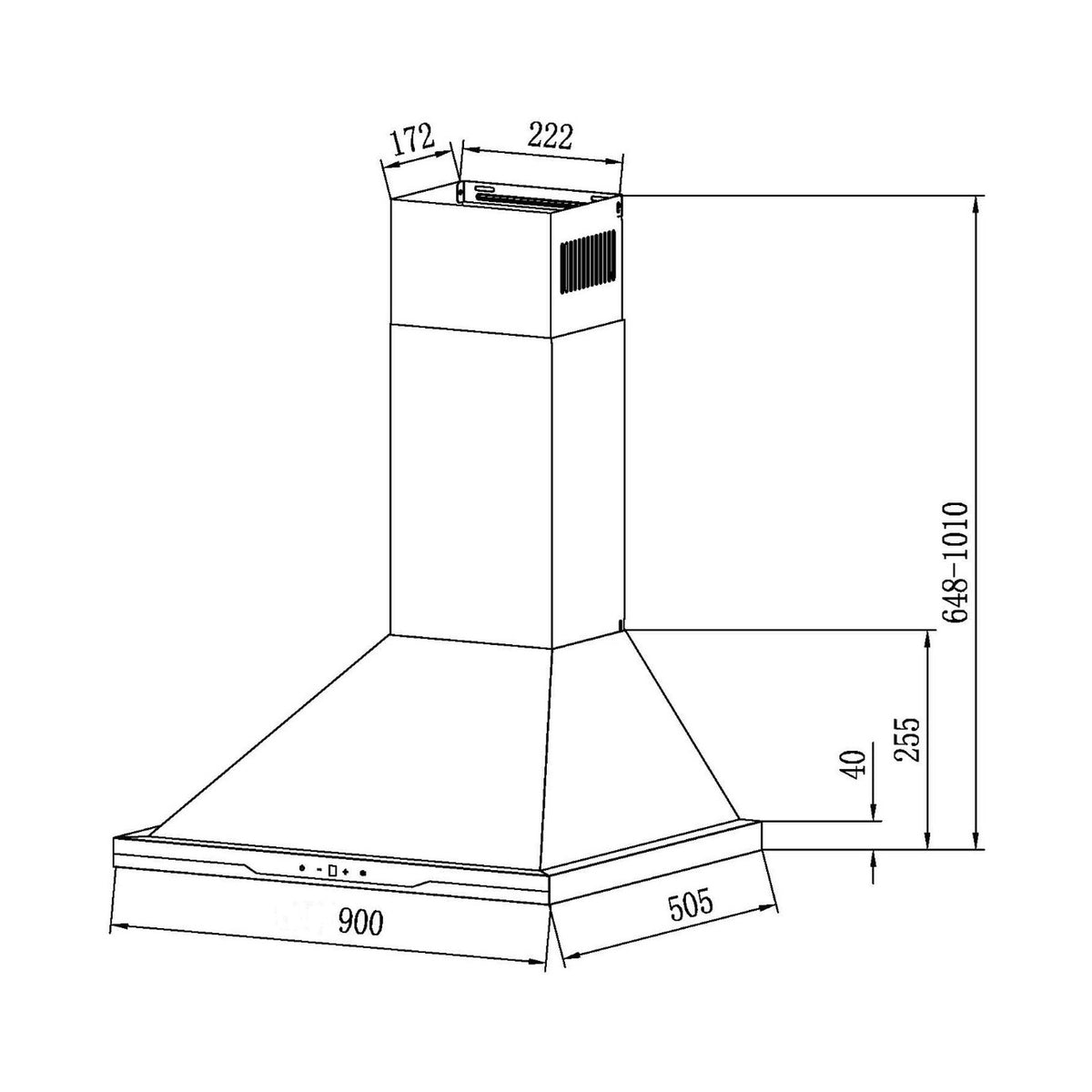 Falco  90cm Chimney Stainless Steel Extractor AR-90-303