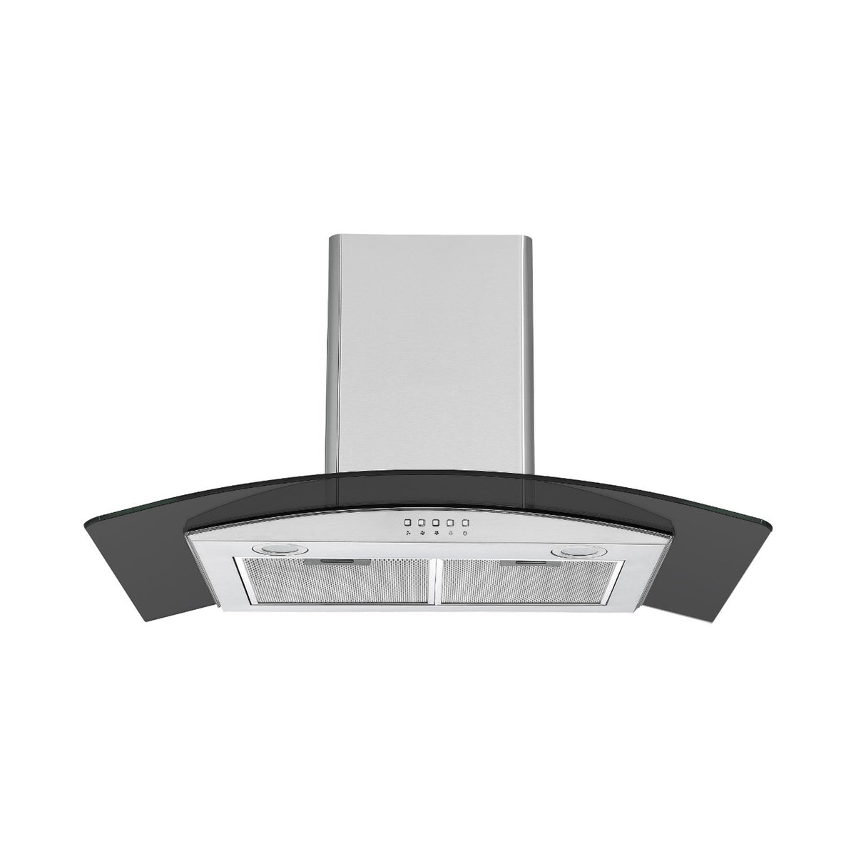 Falco  90cm Curved Black Glass Stainless Steel Chimney Extractor FAL-90-38SG-B