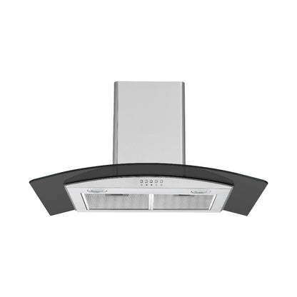 Falco  90cm Curved Black Glass Stainless Steel Chimney Extractor FAL-90-38SG-B