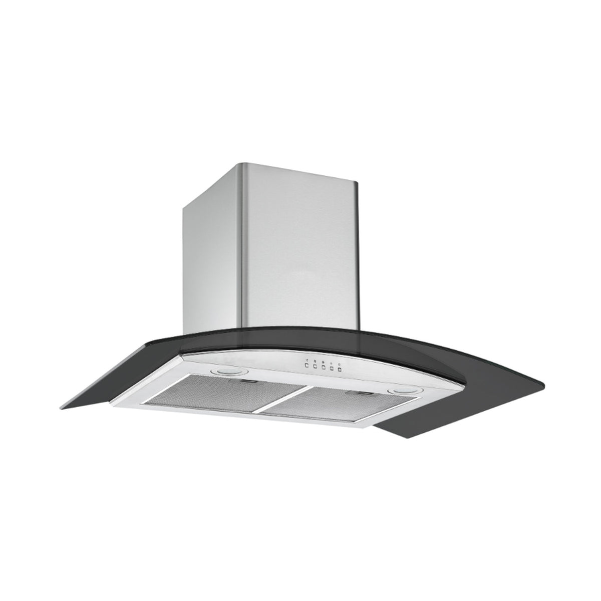 Falco  90cm Curved Black Glass Stainless Steel Chimney Extractor FAL-90-38SG-B