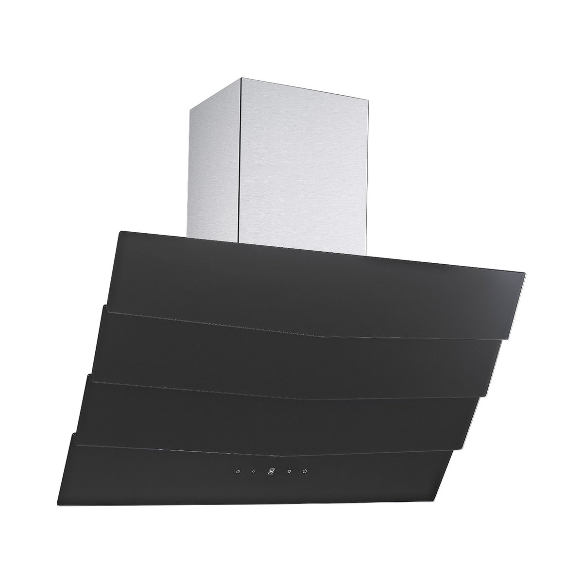 Falco  90cm Slanted 3 Panel Black Glass Extractor FAL-90-S03D3