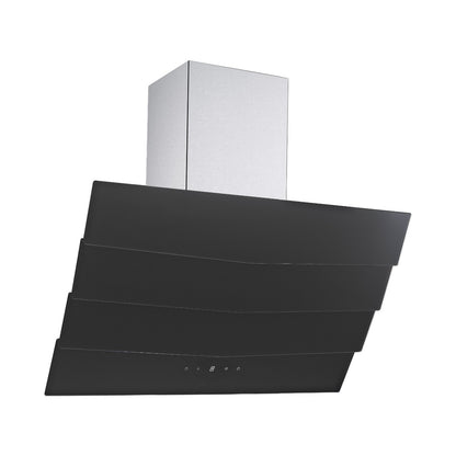 Falco  90cm Slanted 3 Panel Black Glass Extractor FAL-90-S03D3
