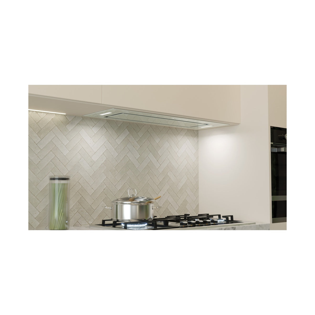Falco  90cm Fully Integrated White Glass Extractor FAL-90-BIG