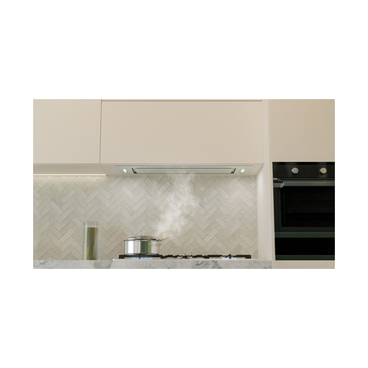 Falco  90cm Fully Integrated White Glass Extractor FAL-90-BIG