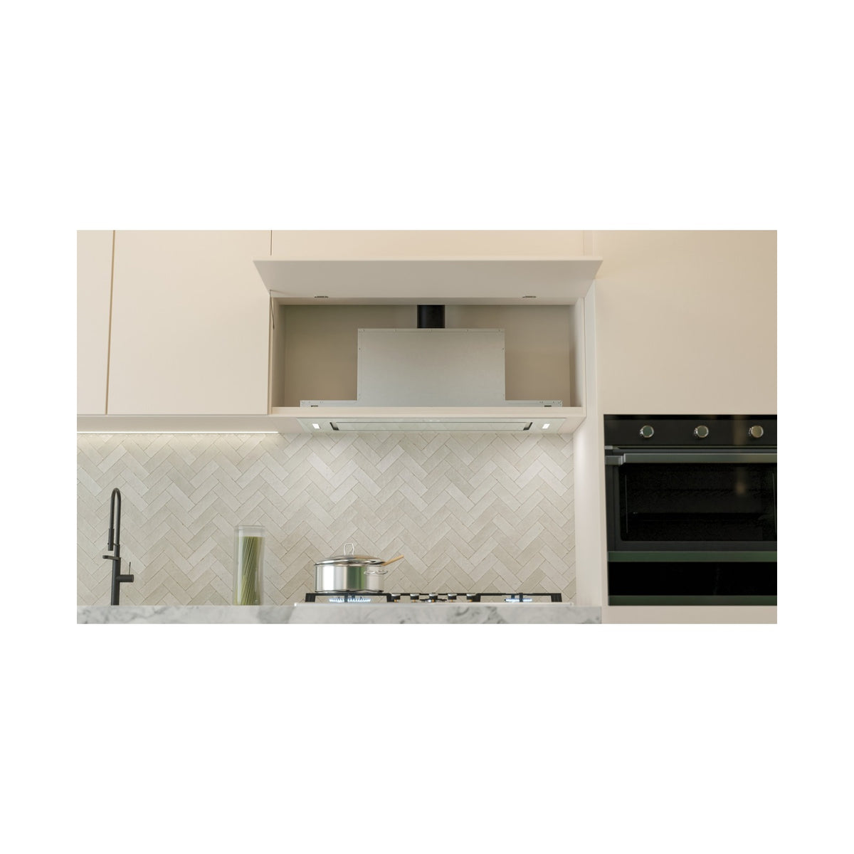 Falco  90cm Fully Integrated White Glass Extractor FAL-90-BIG