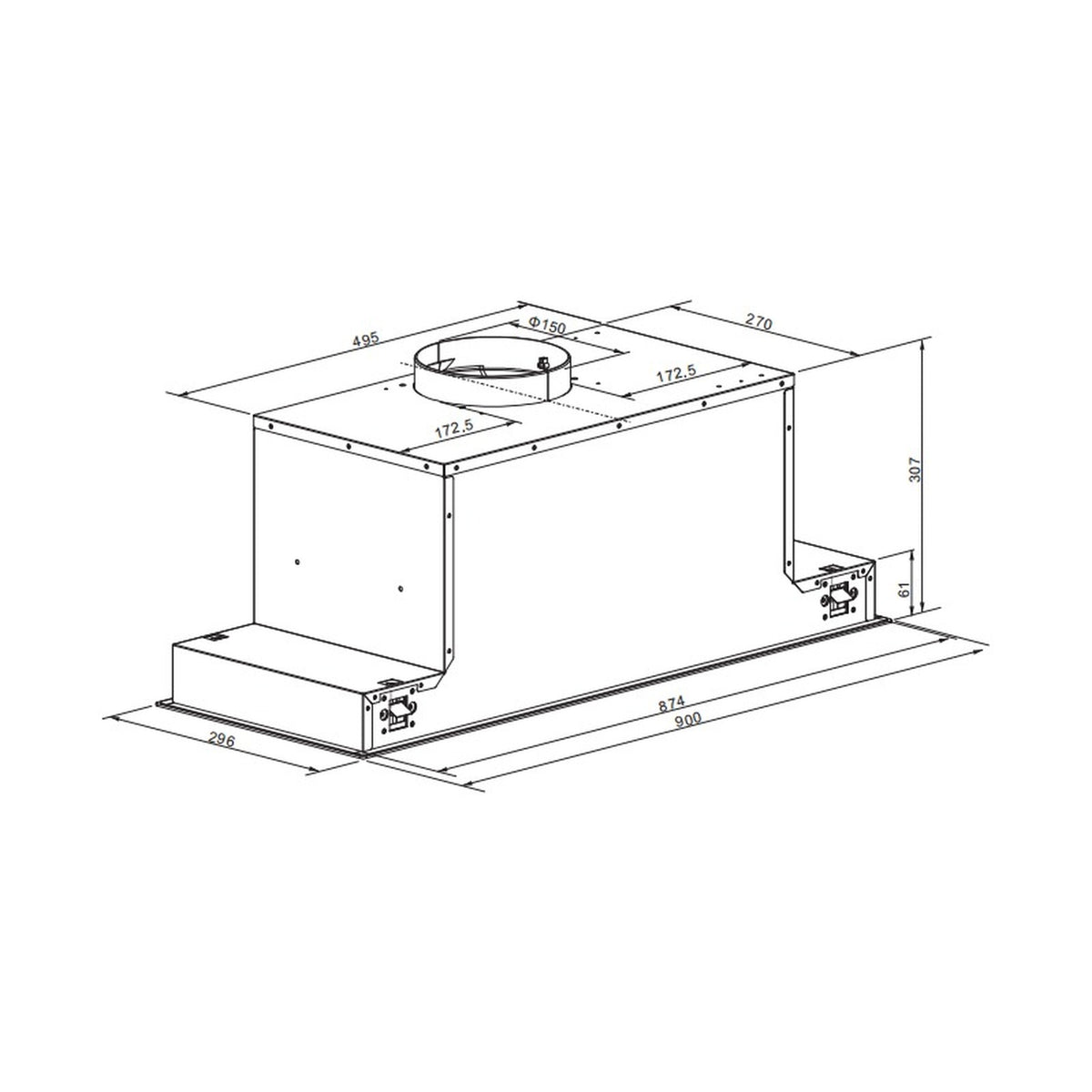 Falco  90cm Fully Integrated White Glass Extractor FAL-90-BIG