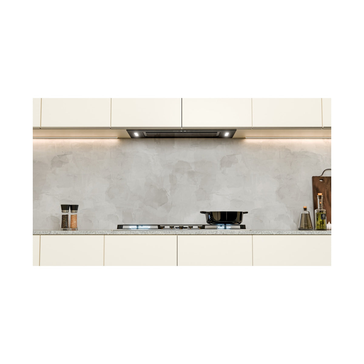 Falco  90cm Fully Integrated Black Glass Extractor FAL-90-BIG-B