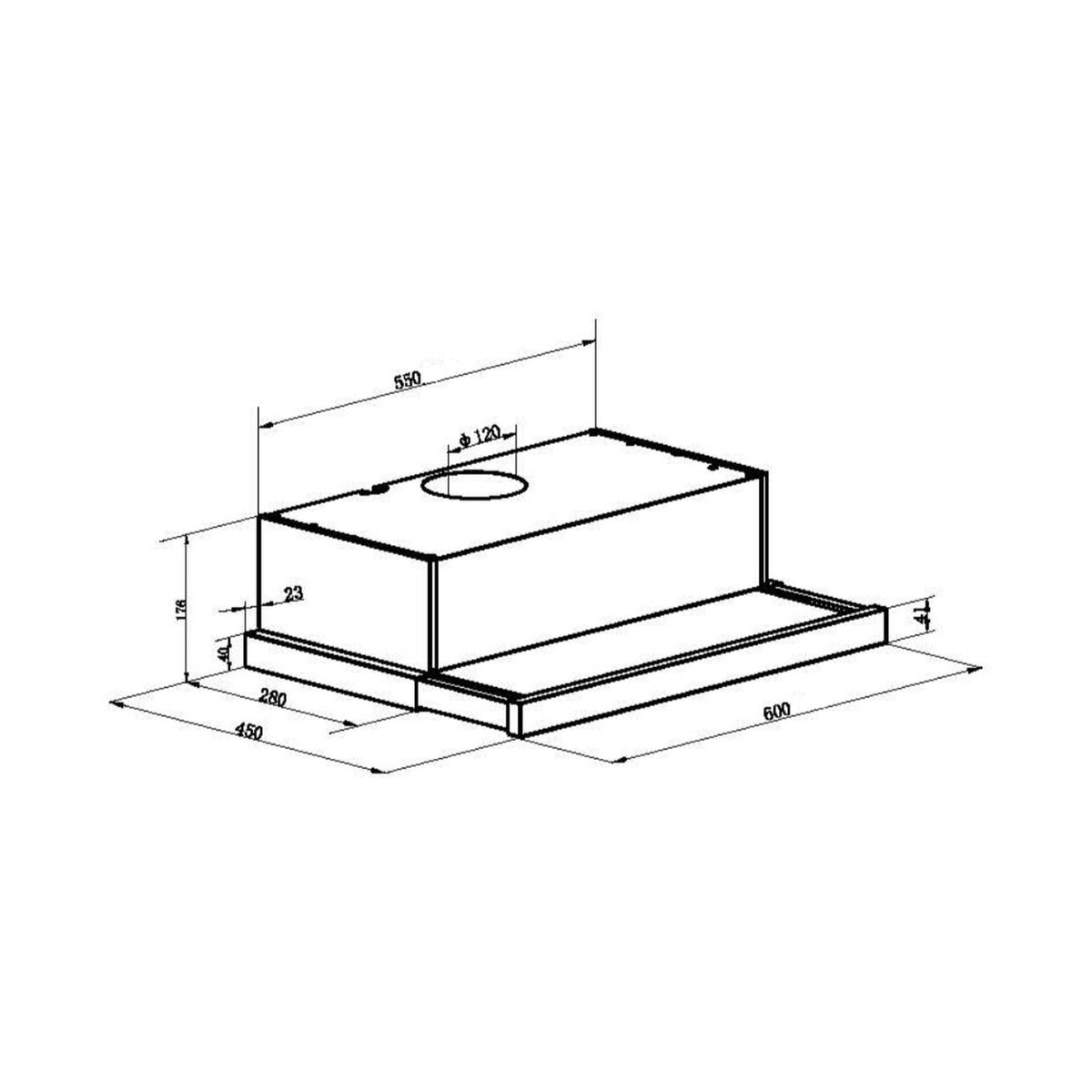 Falco  60cm Slide Out Black Extractor Fan FAL-60-T62ST-B