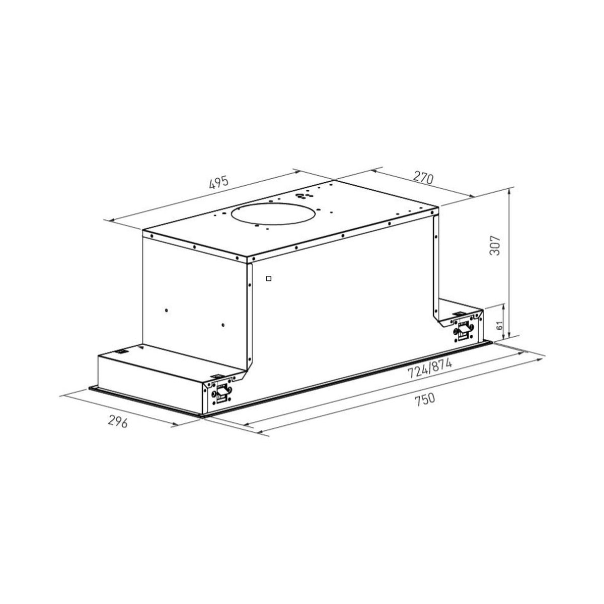 Falco  75cm Fully Integrated Black Glass Extractor FAL-75-BIG-B