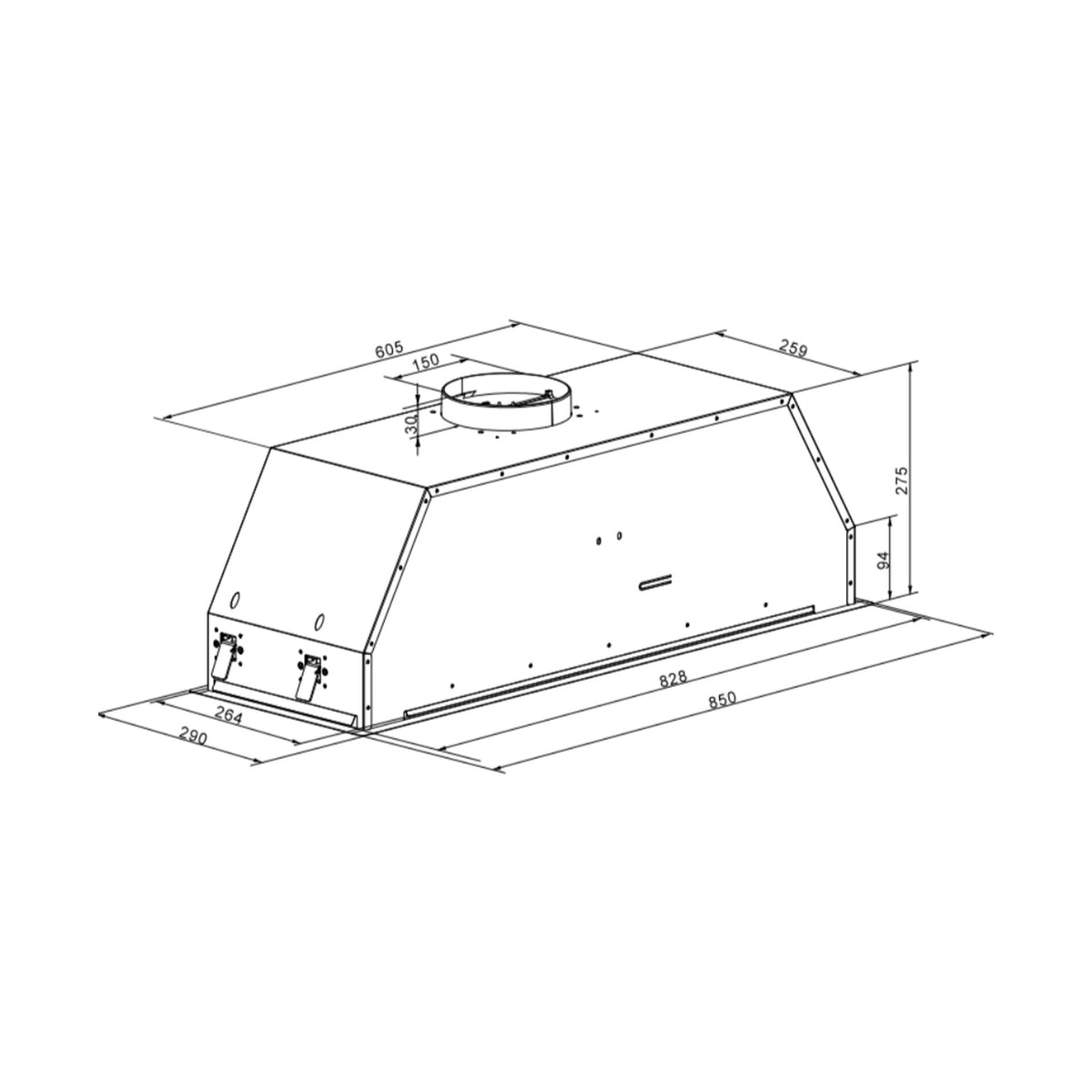 Falco  85cm Fully Integrated Black Extractor FAL-85-BISB