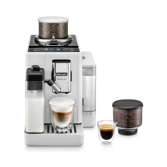 DeLonghi Rivelia Bean to Cup Coffee Machine Arctic White EXAM440.55.W