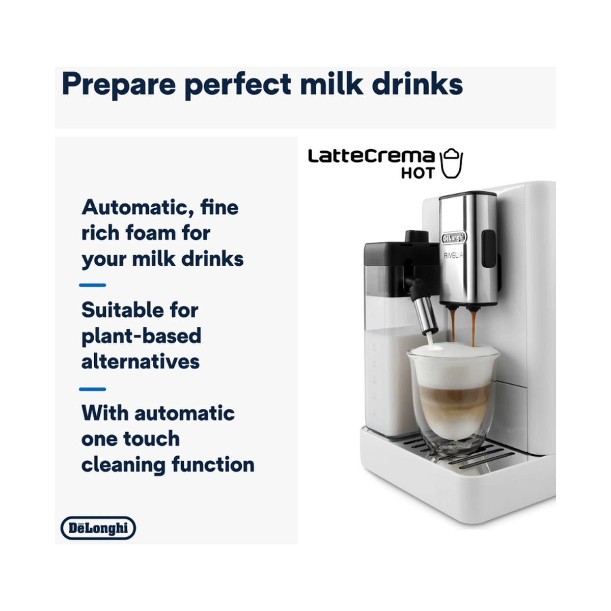 DeLonghi Rivelia Bean to Cup Coffee Machine Arctic White EXAM440.55.W