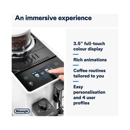 DeLonghi Rivelia Bean to Cup Coffee Machine Arctic White EXAM440.55.W
