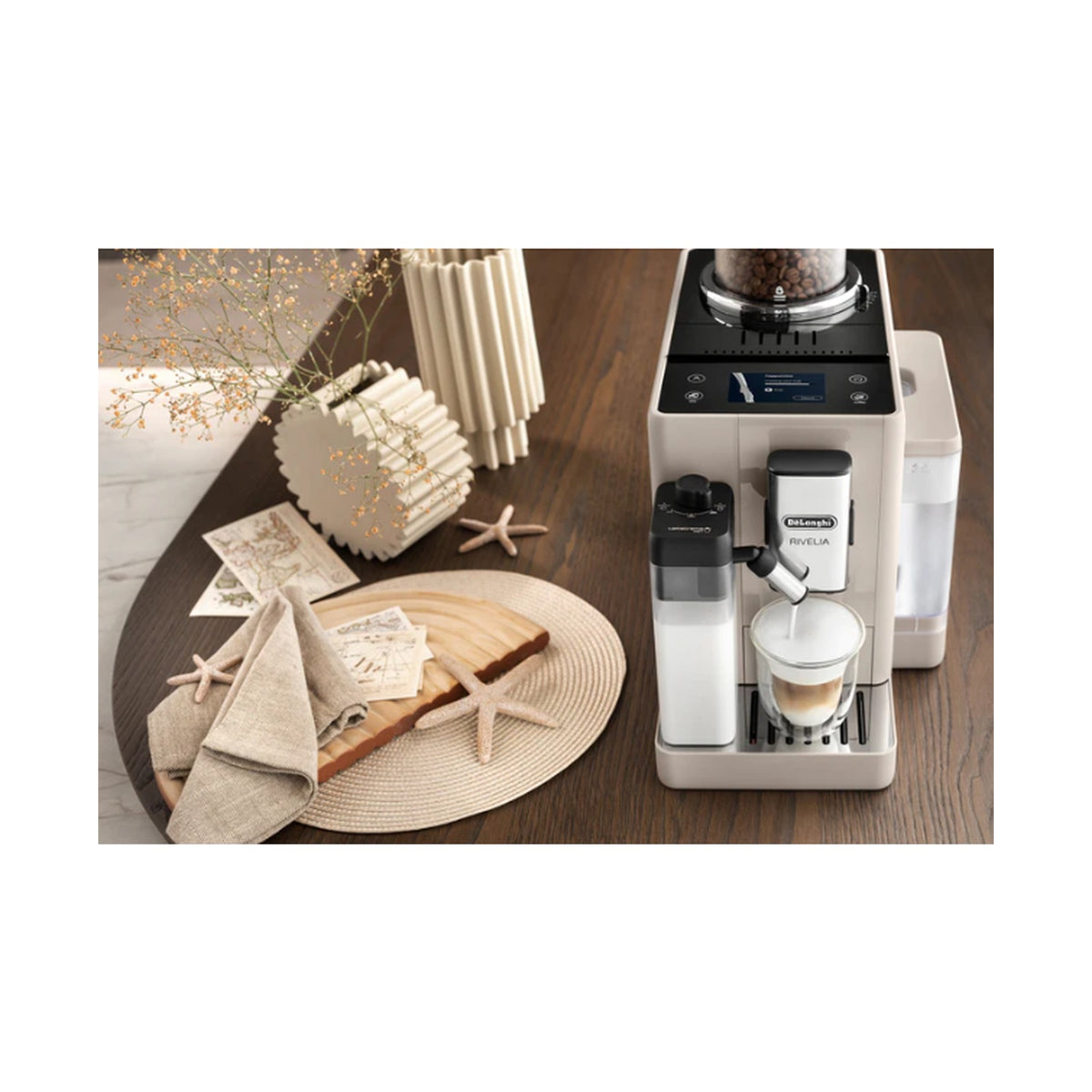 DeLonghi Rivelia Bean to Cup Coffee Machine Sand Beige EXAM440.55.BG