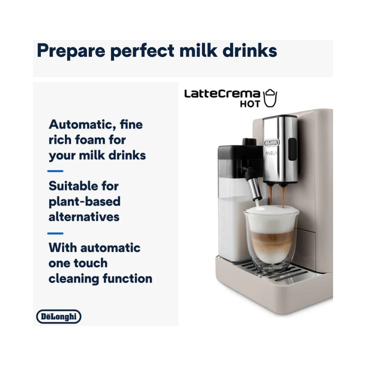 DeLonghi Rivelia Bean to Cup Coffee Machine Sand Beige EXAM440.55.BG