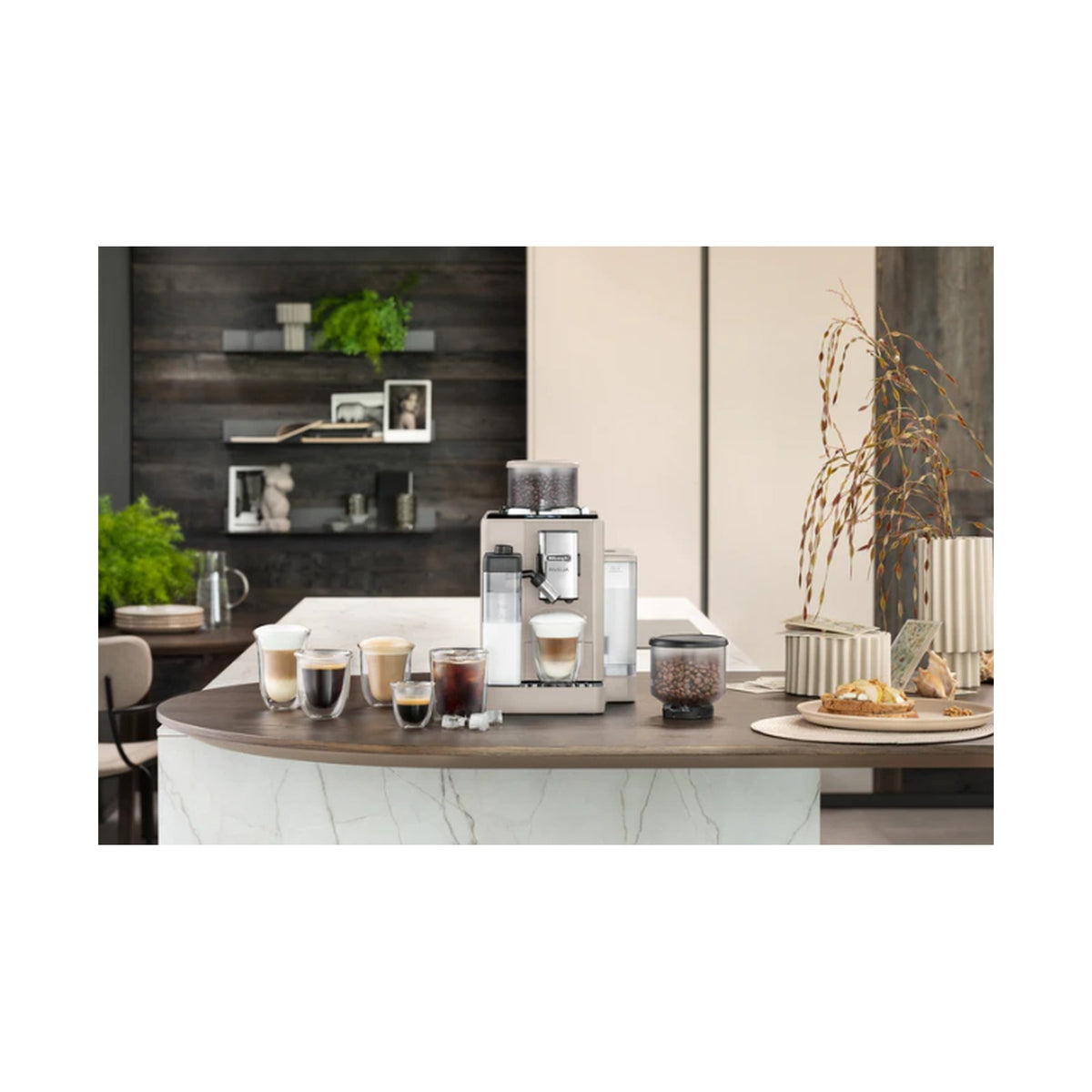 DeLonghi Rivelia Bean to Cup Coffee Machine Sand Beige EXAM440.55.BG
