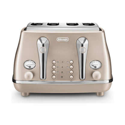 DeLonghi Icona Metallics 4 Slice Toaster Iridescent Beige CTOT4003.BG