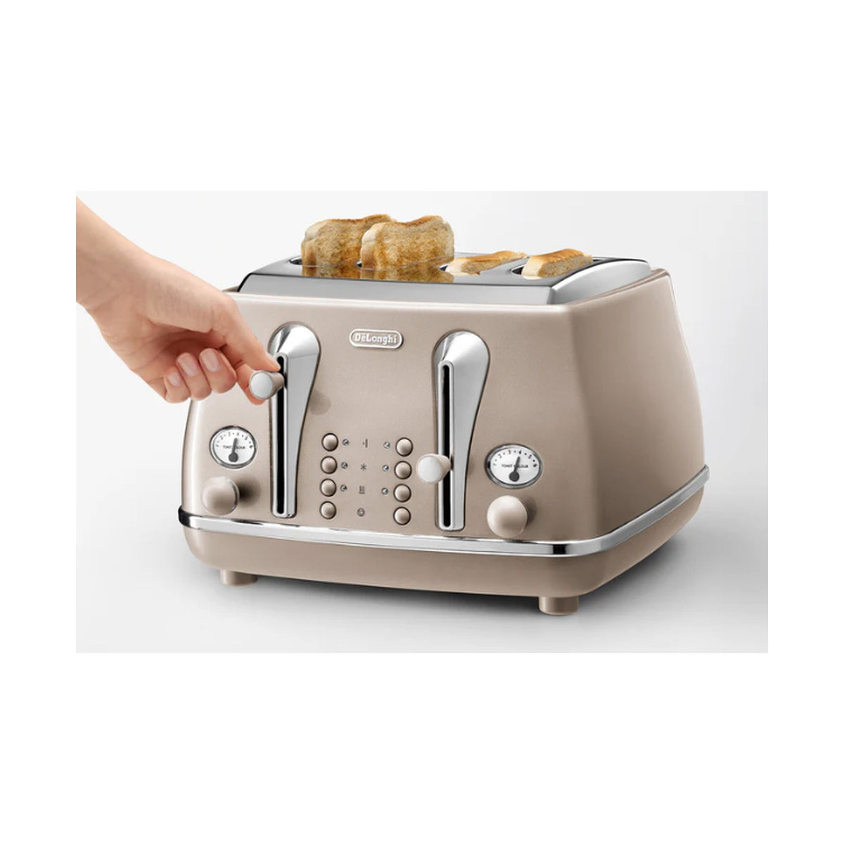 DeLonghi Icona Metallics 4 Slice Toaster Iridescent Beige CTOT4003.BG