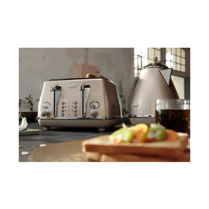 DeLonghi Icona Metallics 4 Slice Toaster Iridescent Beige CTOT4003.BG