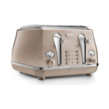 DeLonghi Icona Metallics 4 Slice Toaster Iridescent Beige CTOT4003.BG