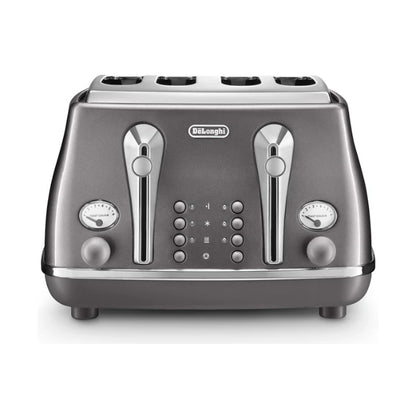 DeLonghi Icona Metallics 4 Slice Toaster Iridescent Grey CTOT4003.GY