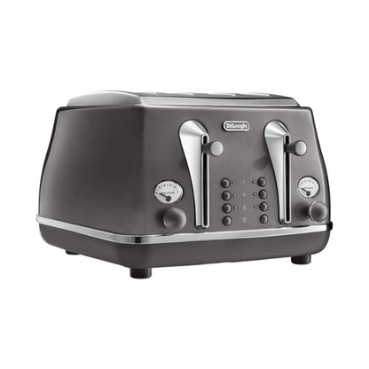 DeLonghi Icona Metallics 4 Slice Toaster Iridescent Grey CTOT4003.GY