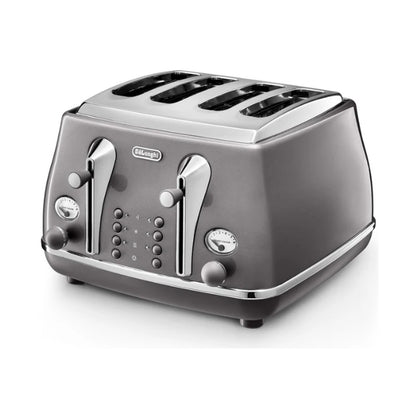 DeLonghi Icona Metallics 4 Slice Toaster Iridescent Grey CTOT4003.GY