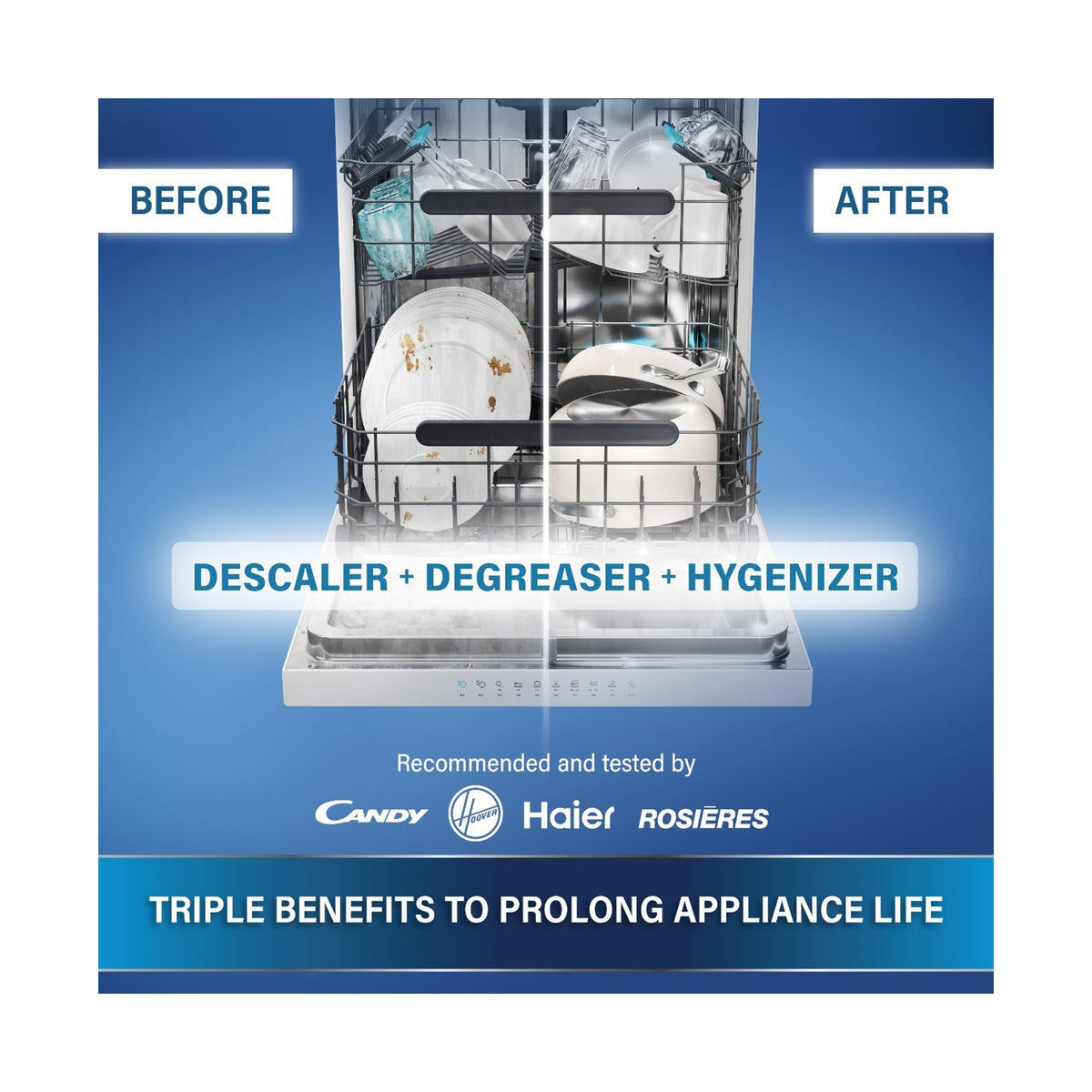Care + Protect Triple Power Pods (6x), limescale remover and degreaser for washing machine & dishwasher