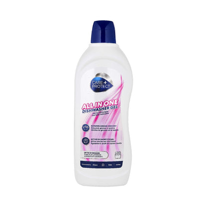 Care + Protect All - In - One Dishwasher Gel (750ml) Degreaser, Rinse Aid, Salt, Odor Eliminator
