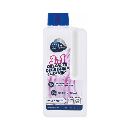 Care + Protect 3 - In - 1 Universal Liquid (250ml) Decalcifier, Degreaser & Sanitiser For Dishwasher & Washing Machine