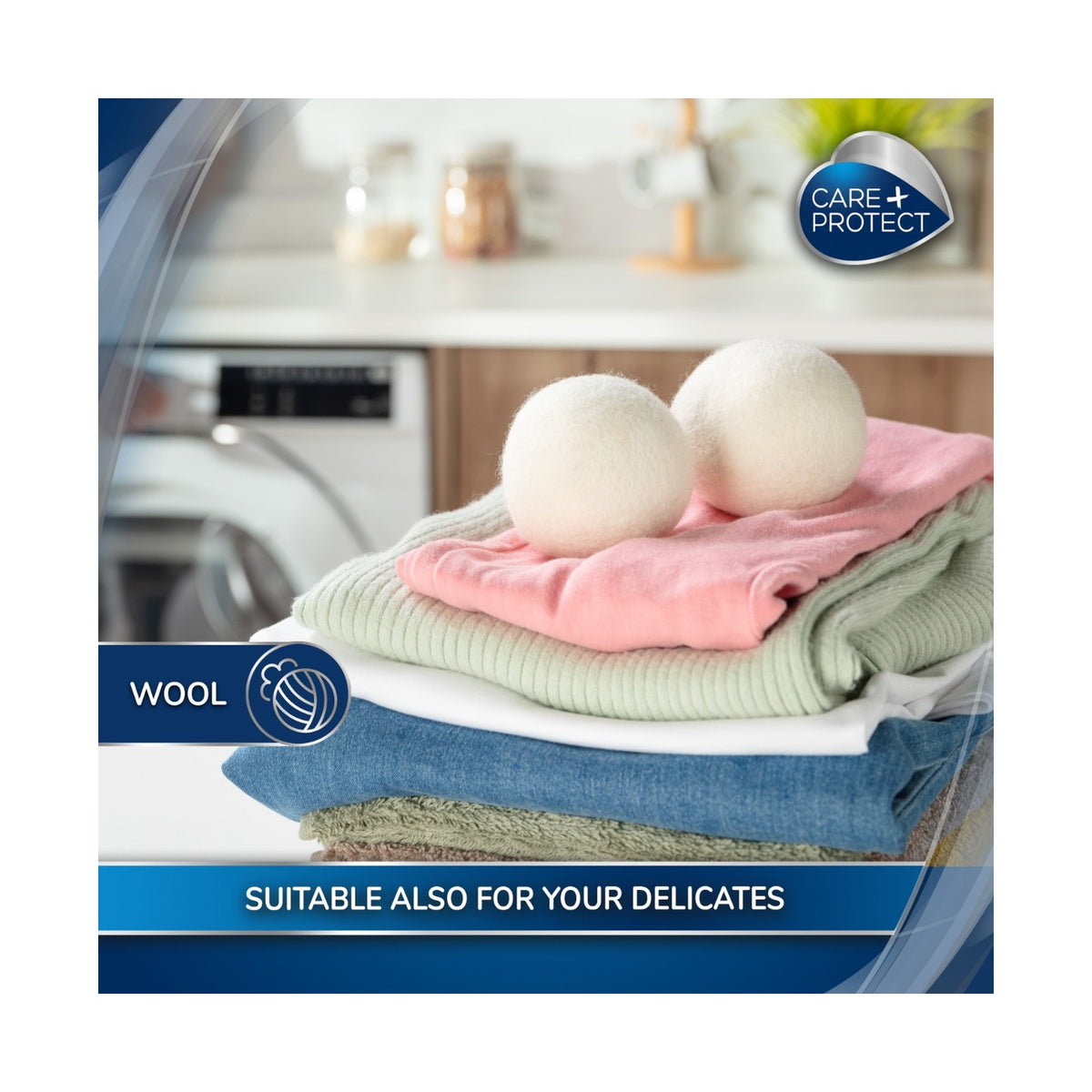 Care + Protect Scented Drying Balls (2x Wool Balls, 1x Essence) Reduce drying time by 50%