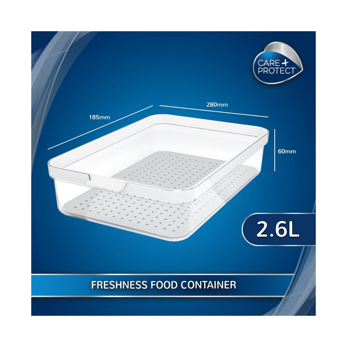 Care + Protect 2,6L Food Container & Fridge Organizer
