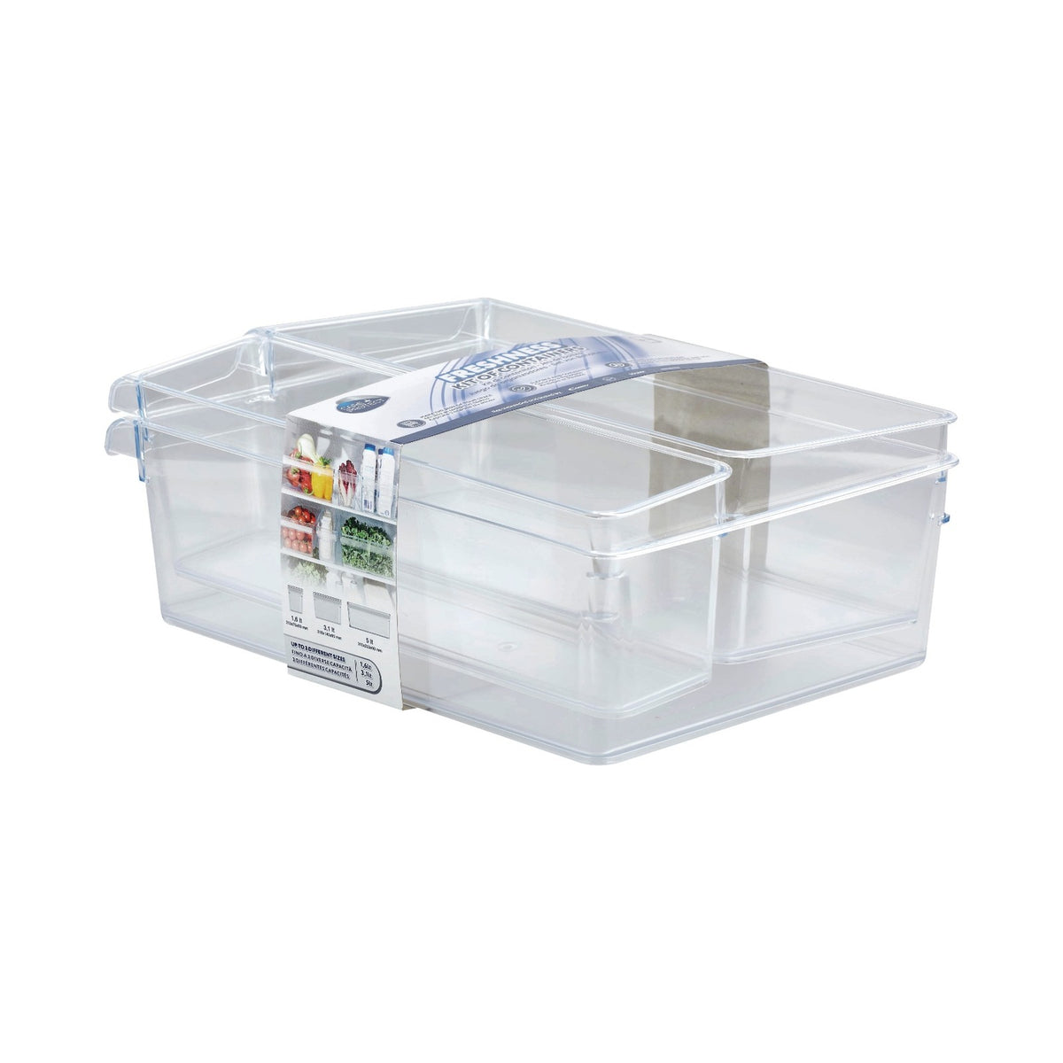Care + Protect Transparent Fridge Organizer Kit (3 Sizes) 1.6L, 3.1L & 5.0L