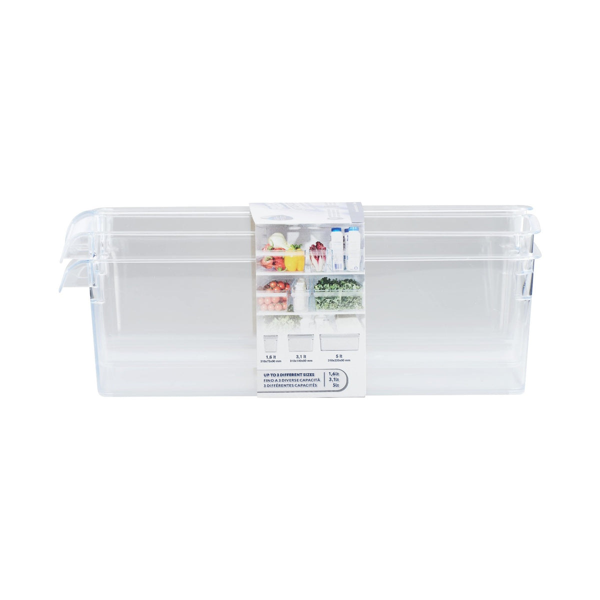 Care + Protect Transparent Fridge Organizer Kit (3 Sizes) 1.6L, 3.1L & 5.0L