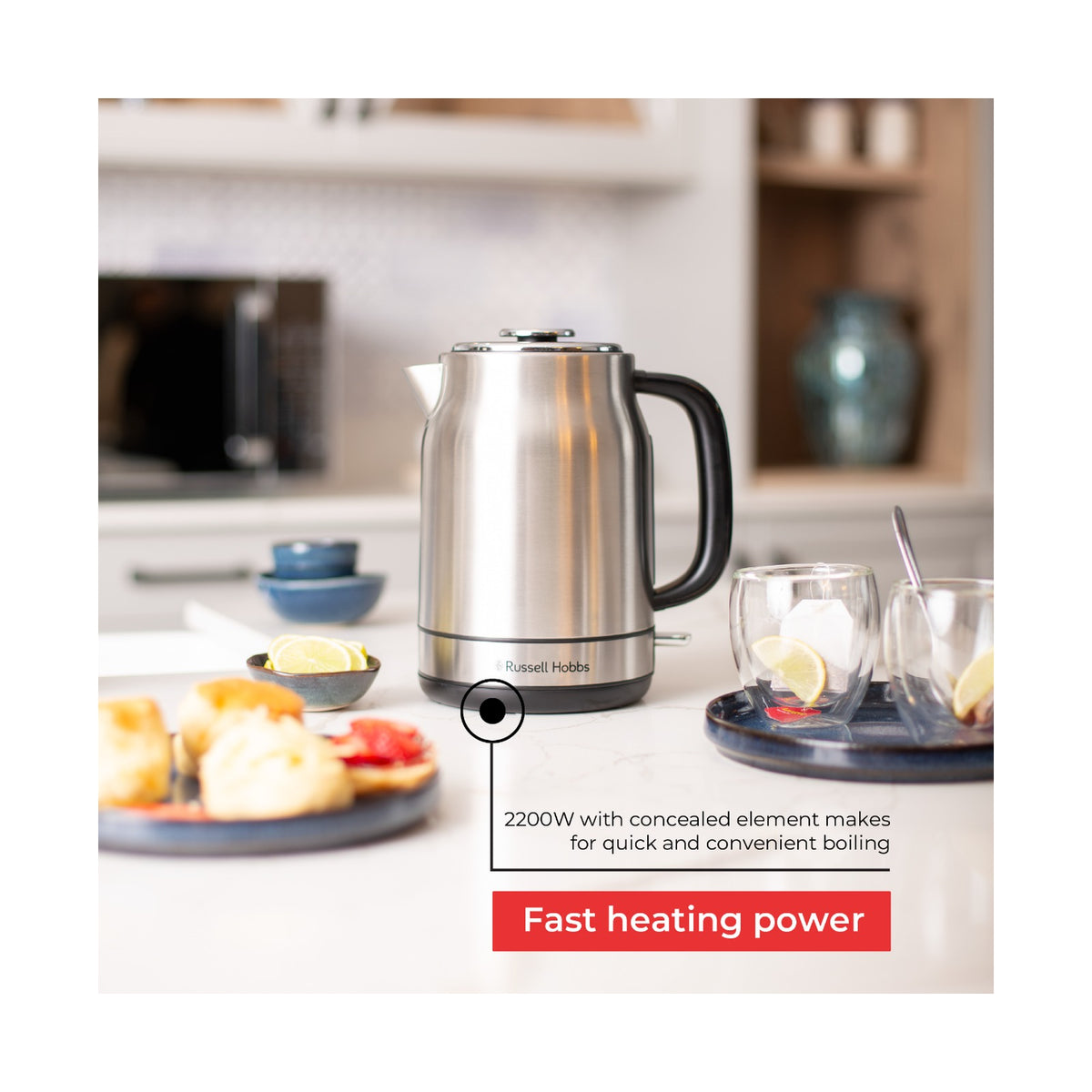 Russell Hobbs Brushed Stainless Steel 1.7L Cordless Kettle 2200W RHSSK05 
