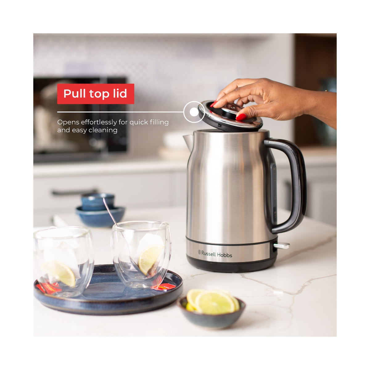 Russell Hobbs Brushed Stainless Steel 1.7L Cordless Kettle 2200W RHSSK05 