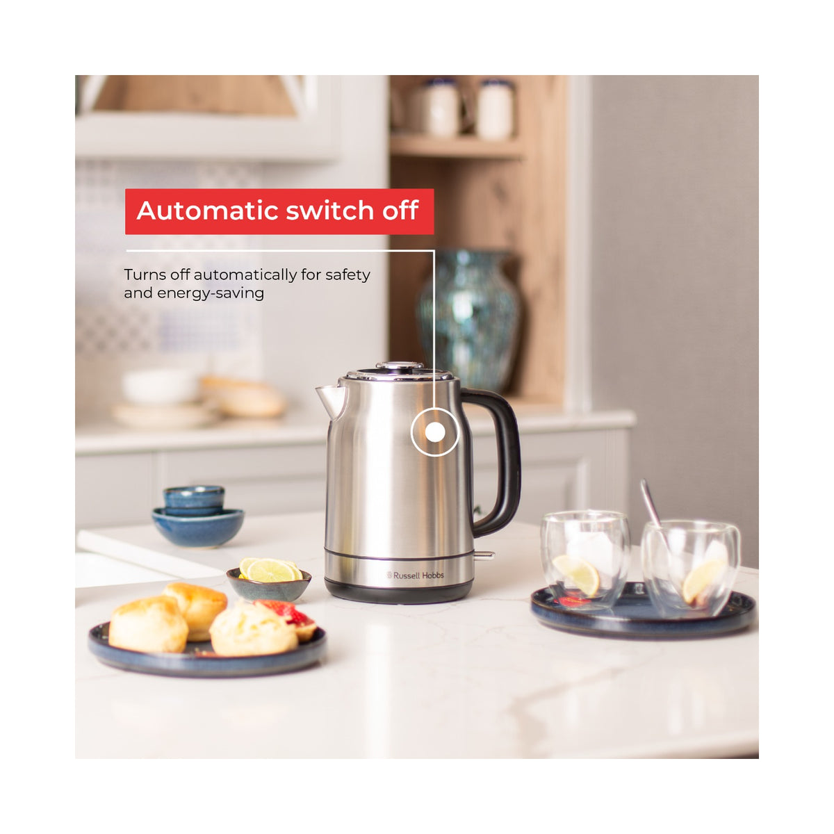 Russell Hobbs Brushed Stainless Steel 1.7L Cordless Kettle 2200W RHSSK05 