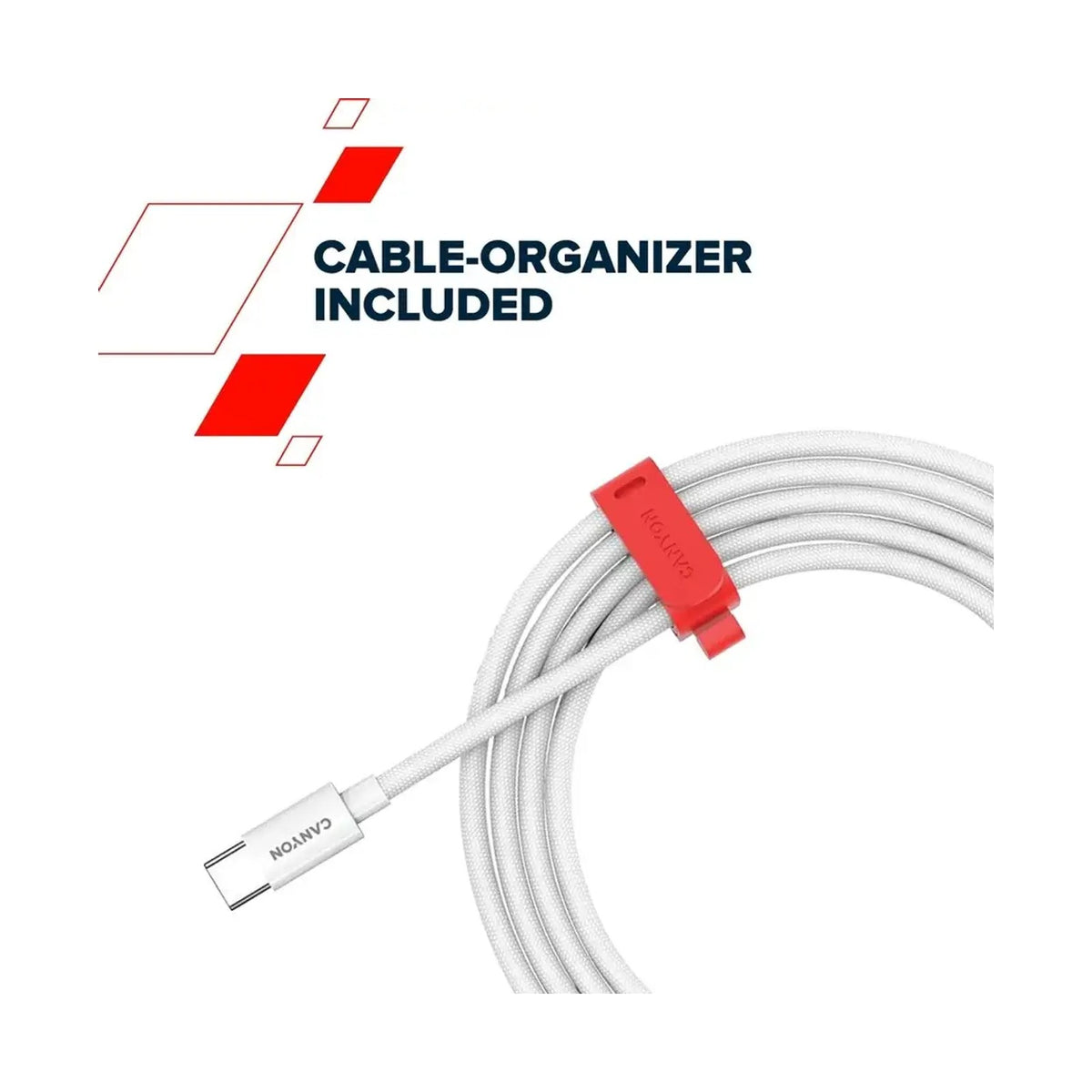 CANYON cable CC100AB C-C 100W Braided 2m White CND-CC100AB20W