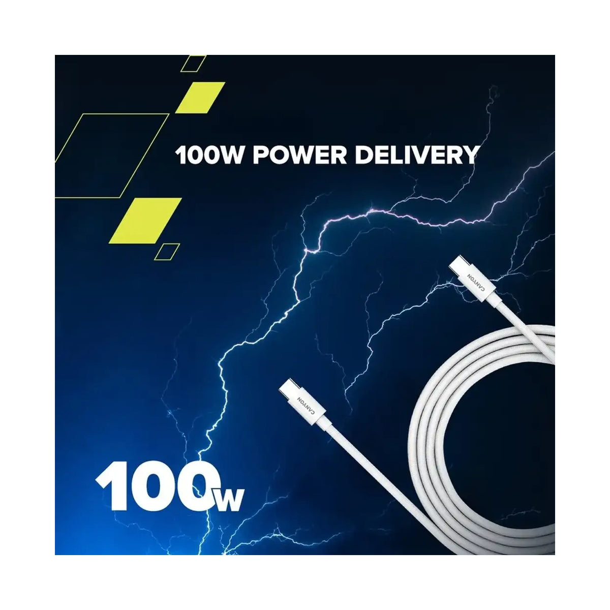CANYON cable CC100AB C-C 100W Braided 2m White CND-CC100AB20W