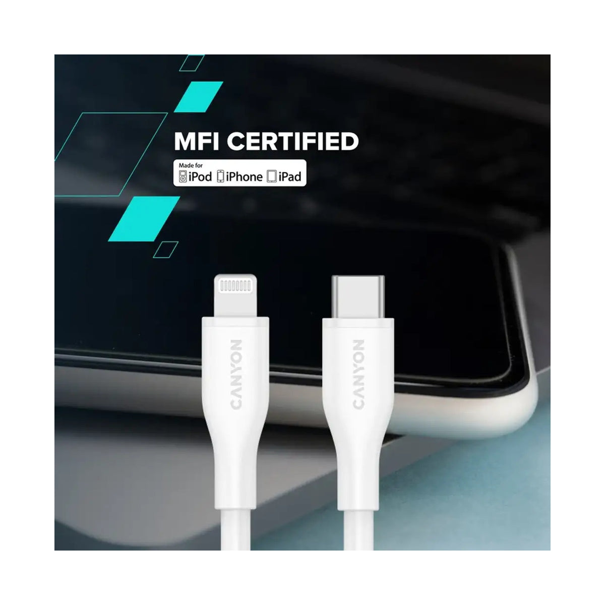 CANYON cable CLNM60 C-L 60W MFI 1m Silicon White CNS-CLNM60SC10W