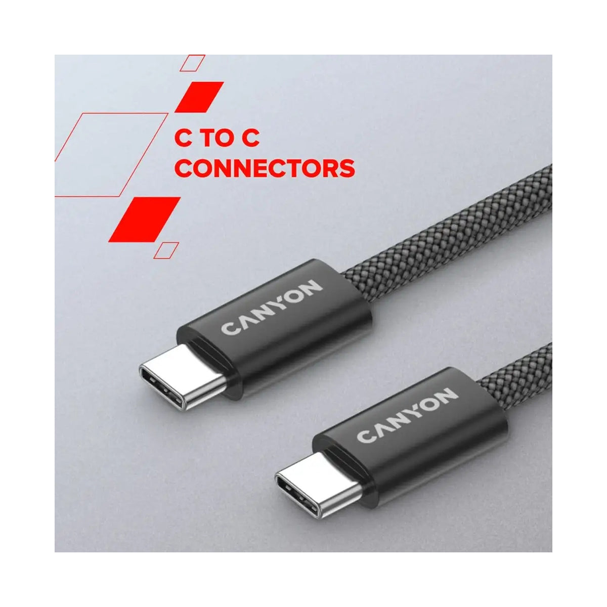 CANYON cable OnWire 60MG C-C 60W Magnet Braided 1m Light Grey CND-CCMG60AB15LG