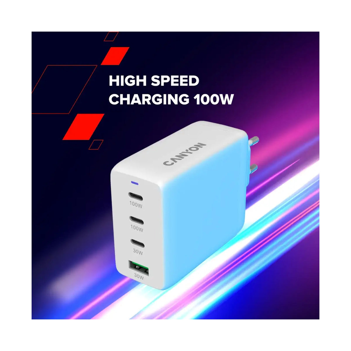 CANYON charger CU100ACC GaN 100W 3xPD 1xQC EU White CNS-CUW100ACC