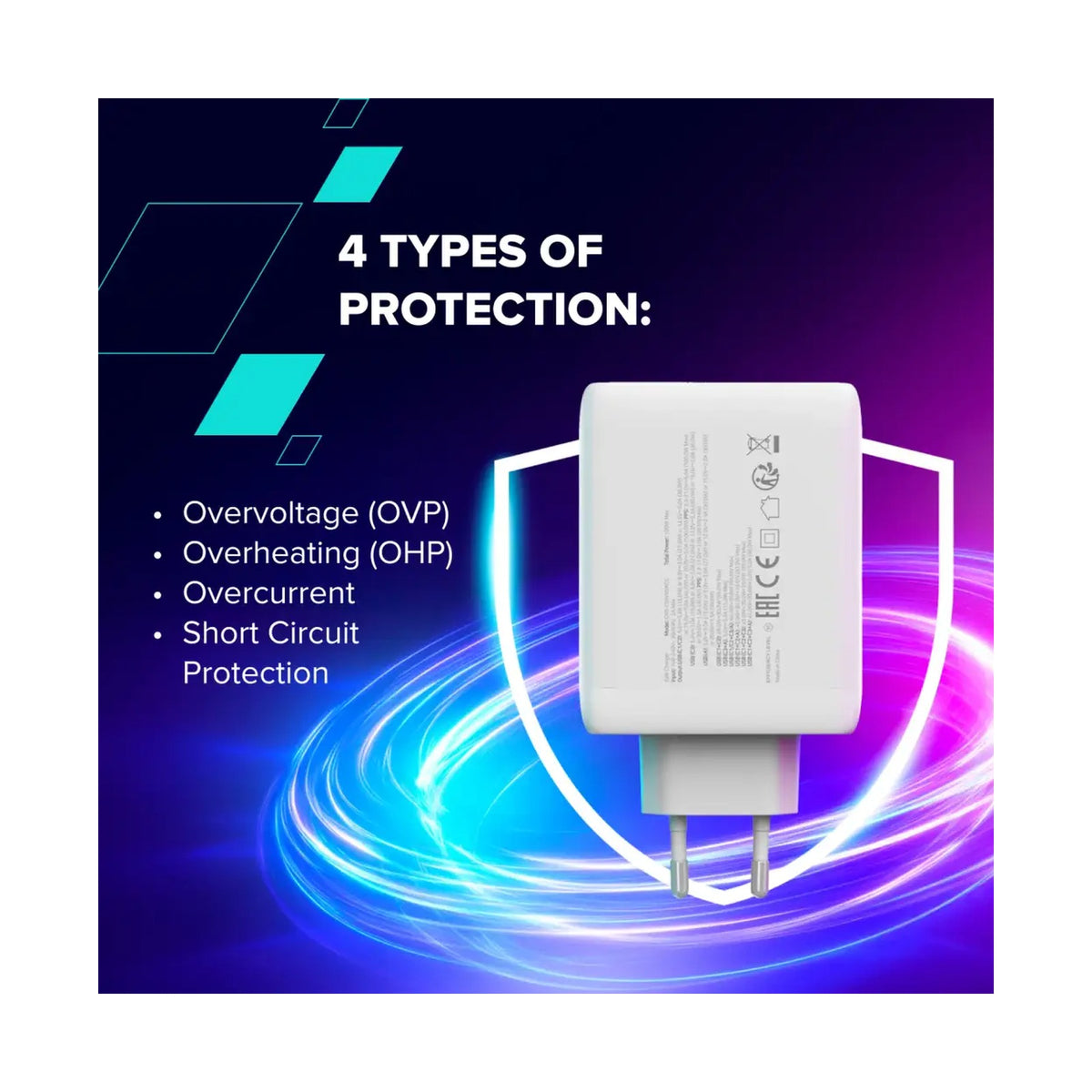 CANYON charger CU100ACC GaN 100W 3xPD 1xQC EU White CNS-CUW100ACC