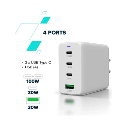 CANYON charger CU100ACC GaN 100W 3xPD 1xQC EU White CNS-CUW100ACC
