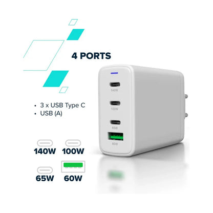 CANYON charger CU140ACC GaN 150W 3xPD 1xQC EU White CNS-CUW140ACC