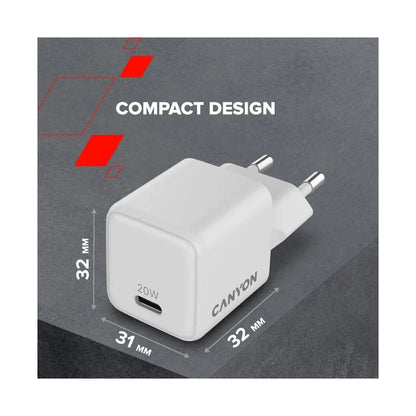 CANYON charger CU20C GaN 20W 1xPD EU White CNS-CUW20C